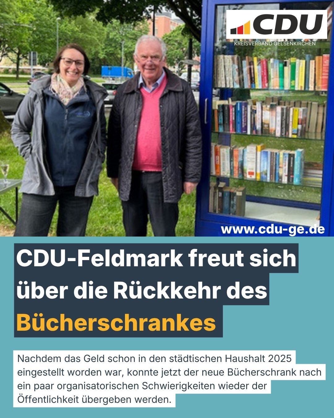 Dana K�llmann vom Runden Tisch Feldmark,
Werner W�ll, Vorsitzender der CDU-Feldmark und Stadtverordneter 